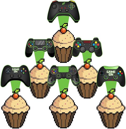 24-Piece Building Block Brick Themed Birthday Party Cupcake Toppers Decorations for Kids Adults Boy Girl Party Supplies in Saudi Arabia