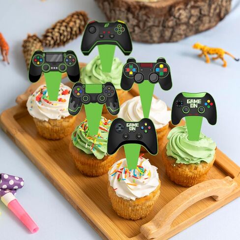 24-Piece Building Block Brick Themed Birthday Party Cupcake Toppers Decorations for Kids Adults Boy Girl Party Supplies in Saudi Arabia