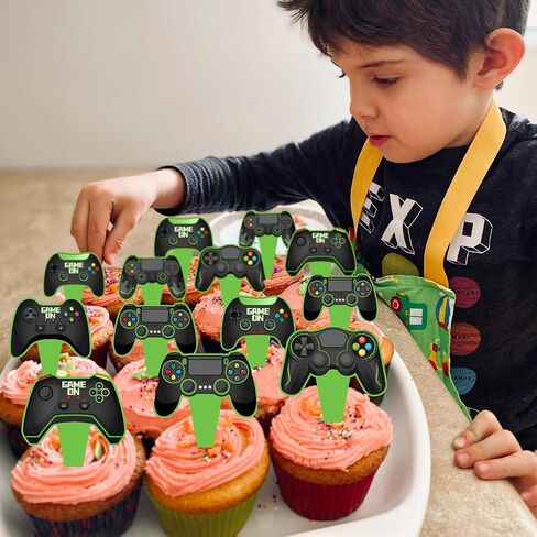 24-Piece Building Block Brick Themed Birthday Party Cupcake Toppers Decorations for Kids Adults Boy Girl Party Supplies in Saudi Arabia