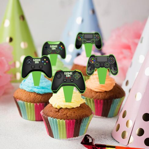 24-Piece Building Block Brick Themed Birthday Party Cupcake Toppers Decorations for Kids Adults Boy Girl Party Supplies in Saudi Arabia