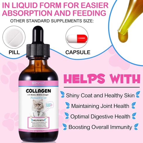 Cat Vitamins, 15 in 1 Cat Multivitamin Liquid Drops, Cats Vitamins and Supplements with Glucosamine and Probiotics, Vitamin for Cats Skin Coat, Immunity, Gut Digestion, Joint, Heart, 60ML in Saudi Arabia