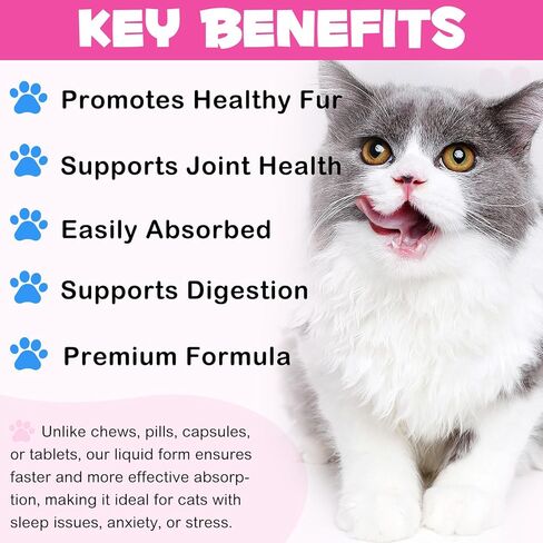 Cat Vitamins, 15 in 1 Cat Multivitamin Liquid Drops, Cats Vitamins and Supplements with Glucosamine and Probiotics, Vitamin for Cats Skin Coat, Immunity, Gut Digestion, Joint, Heart, 60ML in Saudi Arabia