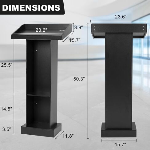 Wooden Lectern Podium Stand with Storage, Church Pulpit for Wedding Classroom Speech, Farmhouse Style, Khaki in Saudi Arabia