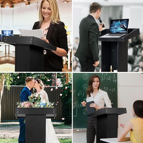 Wooden Lectern Podium Stand with Storage, Church Pulpit for Wedding Classroom Speech, Farmhouse Style, Khaki in Saudi Arabia