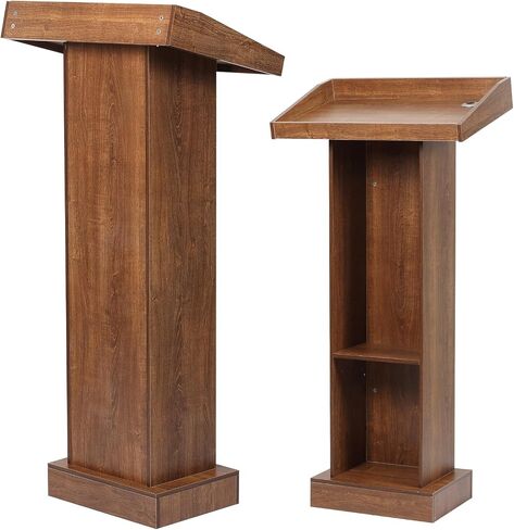 Wooden Lectern Podium Stand with Storage, Church Pulpit for Wedding Classroom Speech, Farmhouse Style, Khaki in Saudi Arabia