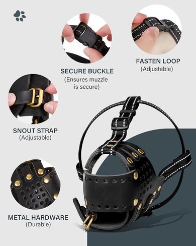 كمامة الكلب ، سلة جلدية ناعمة للسلالات الكبيرة المتوسطة ، بيتبول الكلب كمامة أمستاف ستافوردشاير تيرير ، الراعي الألماني Dalmatian Deberman قابل للتعديل (L) in Kuwait
