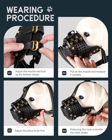 كمامة الكلب ، سلة جلدية ناعمة للسلالات الكبيرة المتوسطة ، بيتبول الكلب كمامة أمستاف ستافوردشاير تيرير ، الراعي الألماني Dalmatian Deberman قابل للتعديل (L) in Kuwait