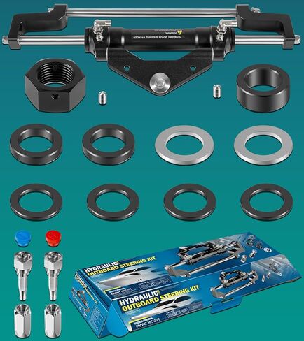 HC5345-3 Front Mount Outboard Hydraulic Steering Cylinder Kit with Two-Way Lock Valve and ORB Fittings Fits for any 300HP Outboard-Powered Boats, Max Working Pressure 10.3Mpa/1500PSI in Saudi Arabia