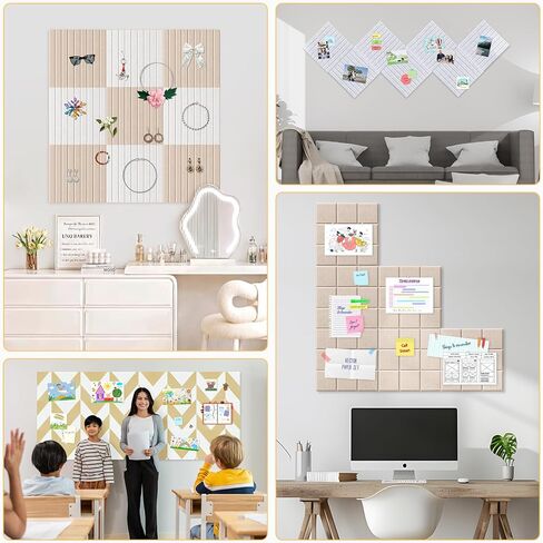 Smarpau Barge Cork Board 48 "x36" ، 12 لوحات من ألواح النشرة ، لوحة دبوس Corkboard مع 50 علامات تبويب لاصقة قابلة للإزالة 35 Pushpins ، بلاط جدار الفلين للفصول الدراسية المنزلية المكتبية (خطوط رأسية خفيفة الجمل) in Kuwait