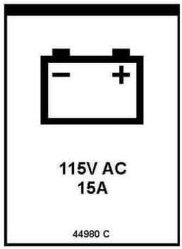GENIE GR-15 LABEL DECAL (POWER TO CHARGE 115V) Part # 44980 in Saudi Arabia