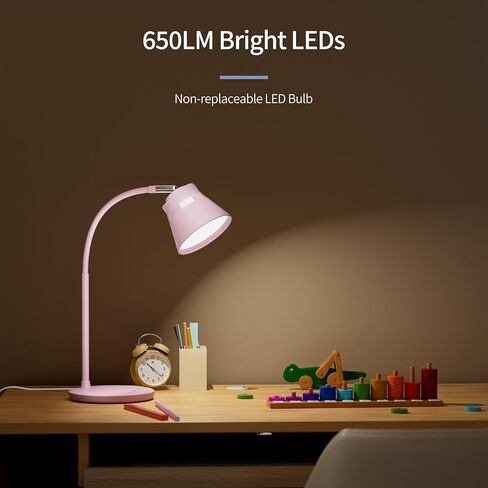 AXX TU08 LED Small Desk Lamp with USB Charging Port, 650 Lumens 3-Color Modes, 5-Touch Dimming, 30/60-Minute Timer, 18-Inch Black Table Light for Reading, Home Office, College Dorm Room Accessories in Saudi Arabia