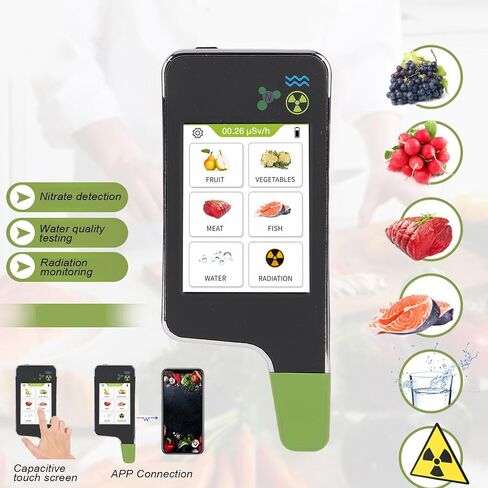 Jiawu 6 in 1 Food Nitrate Tester, Radiation Detector Geiger Counter Water Quality Meter TDS Hardness Analyzer Dosimeter for Vegetable, Fruit, Meat, Fish, Water in Saudi Arabia
