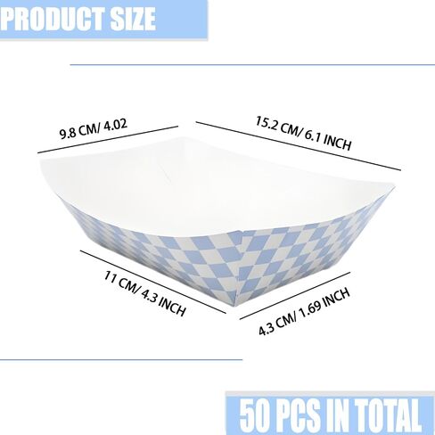 No Folding Required 50 Pcs 2lb Gingham Party Supplies Disposable Paper Food Trays for Shower Wedding Tea Party Supplies Nacho Snack (Red) in Kuwait