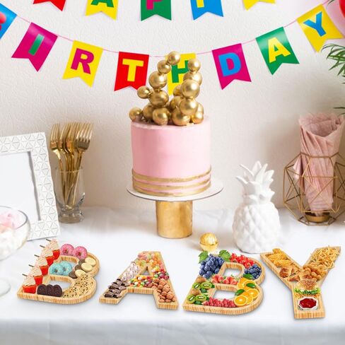 4Pcs Baby Charcuterie Board Letters, Charcuterie Letters Fillable with 50 Bamboo Sticks, Baby Letters for Charcuterie Board, Baby Shower Decorations, Baby Shower Food Display Trays for Birthday Party in Saudi Arabia