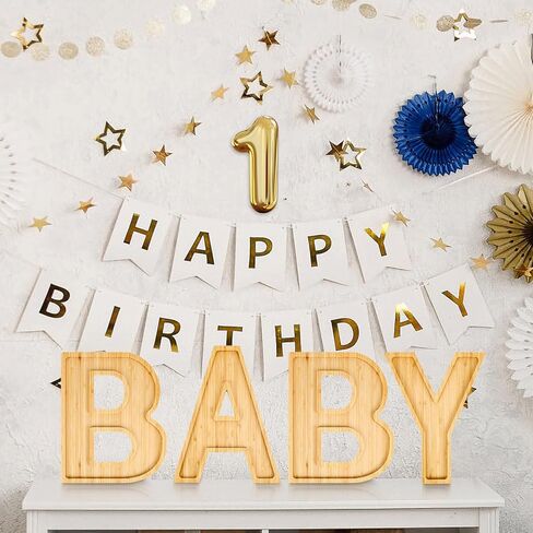 4Pcs Baby Charcuterie Board Letters, Charcuterie Letters Fillable with 50 Bamboo Sticks, Baby Letters for Charcuterie Board, Baby Shower Decorations, Baby Shower Food Display Trays for Birthday Party in Saudi Arabia