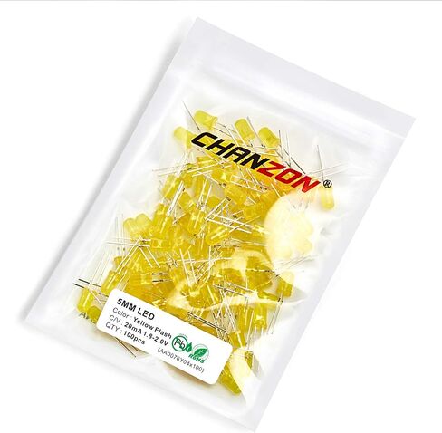 chanzon 100 pcs 5mm Bloking Blue Blue LED LID LID 1.5Hz وميض (عدسة منتشرة مستديرة DC 3V 20MA) مصابيح مصباح الإضاءة الساطعة مكونات مكونات مؤشر مصابيح الإضاءة الباعثة. in Saudi Arabia