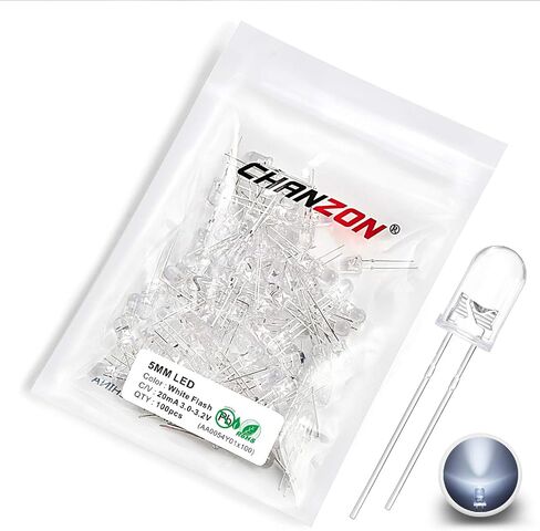 CHANZON 100 pcs 5mm Blinking Blue LED Diode Lights 1.5Hz Flashing (Diffused Lens Round DC 3V 20mA) Bright Lighting Bulb Lamps Electronics Components Indicator Light Emitting Diodes in Saudi Arabia