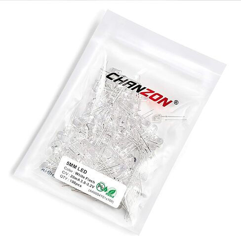 CHANZON 100 pcs 5mm Blinking Blue LED Diode Lights 1.5Hz Flashing (Diffused Lens Round DC 3V 20mA) Bright Lighting Bulb Lamps Electronics Components Indicator Light Emitting Diodes in Saudi Arabia