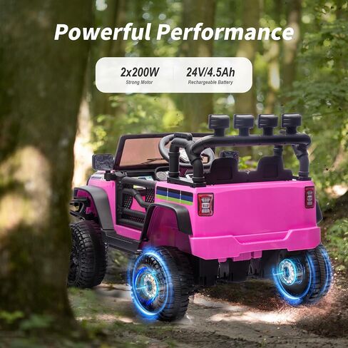 24V Kids Ride on Car, Kids Electric Vehicles Car Ride on Toy Truck for Toddlers w/Remote Control, 400W Motor - Black in Saudi Arabia