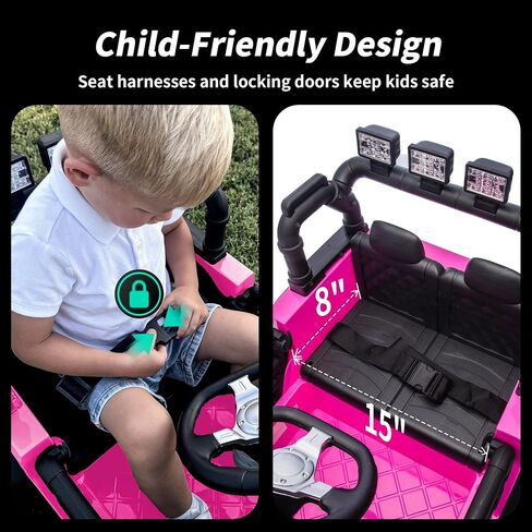 24V Kids Ride on Car, Kids Electric Vehicles Car Ride on Toy Truck for Toddlers w/Remote Control, 400W Motor - Black in Saudi Arabia