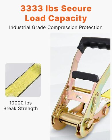 vevor ratchet ربط الأشرطة (4 حزم) ، قوة كسر 10000 رطل ، وسنانير J المزدوجة الثقيلة ، 2 "× 27 ' in Saudi Arabia