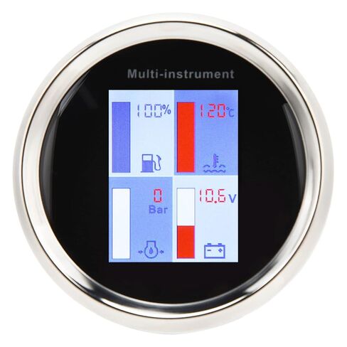 Fuel Level Meter, LED Red Background Lighting High Precision Digital Multifunctional Meter for Ships (Black Dial White Front Cover 910 00274) in Saudi Arabia