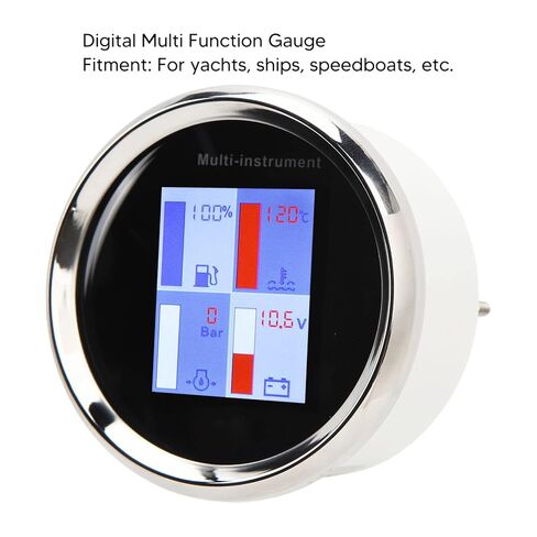 Fuel Level Meter, LED Red Background Lighting High Precision Digital Multifunctional Meter for Ships (Black Dial White Front Cover 910 00274) in Saudi Arabia