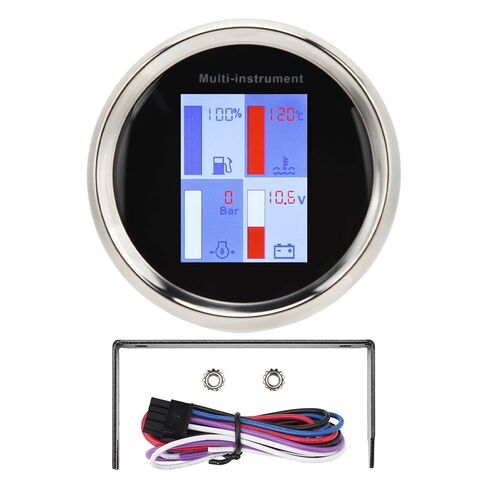 Fuel Level Meter, LED Red Background Lighting High Precision Digital Multifunctional Meter for Ships (Black Dial White Front Cover 910 00274) in Saudi Arabia