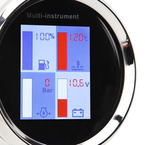 Fuel Level Meter, LED Red Background Lighting High Precision Digital Multifunctional Meter for Ships (Black Dial White Front Cover 910 00274) in Saudi Arabia