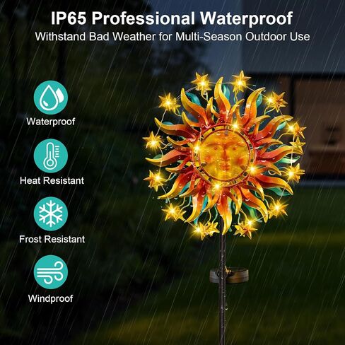 Soalr Wind Spinners -Mandala Wind Sculptures & Spinners Garden Kinetic Art with Solar Powered Multi-Color Glass Ball Light for Yard Garden Backyard Lawn Decorations - Yellow in Saudi Arabia