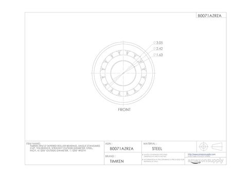 Timken 59412 Tapered Roller Bearing, Single Cup, Standard Tolerance, Straight Outside Diameter, Steel, Inch, 4.1250" Outside Diameter, 1.1250" Width in Saudi Arabia