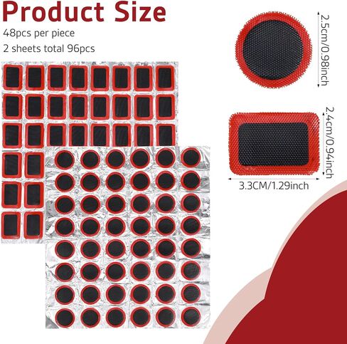 96pcs تصحيحات أنبوب دراجة الدراجة تصحيح تصحيح الدراجات في الهواء الطلق الدراجة الدراجات الإطارات أداة إصلاح الثقوب التصحيح شملت مربع جولة للدراجات الجبلية على الطريق الدراجات النارية (بدون غراء) in Saudi Arabia