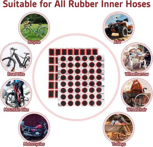 96pcs تصحيحات أنبوب دراجة الدراجة تصحيح تصحيح الدراجات في الهواء الطلق الدراجة الدراجات الإطارات أداة إصلاح الثقوب التصحيح شملت مربع جولة للدراجات الجبلية على الطريق الدراجات النارية (بدون غراء) in Saudi Arabia