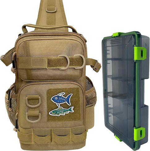 Tactical Fishing Sling Backpack Outdoor Fishing Tackle Storage Bag for Gear and Equipment Shoulder Backpacks-Gift for Men (Black) in Kuwait