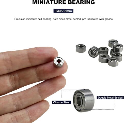 10 PCS MR128-2RS Deep Groove Ball Bearings 8mm Inner Dia 12mm OD 3.5mm Bore Double Rubber Sealed Chrome Steel for RC Cars/Planes/Drone/Robotics and Small Electric Motors in Saudi Arabia