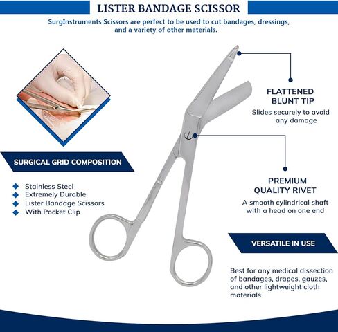 جراحية على الإنترنت من ضمادة ضمادة القطع المقطوعة 5.5 بوصة مع مقطع الجيب من الفولاذ المقاوم للصدأ الجراحي ، ومثالية للمسعفين ، والمسعفين ، والممرضات ، وطلاب الطب in Kuwait