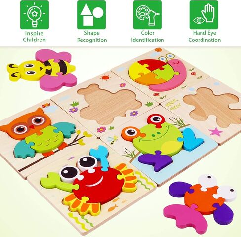 ألعاب الألغاز الخشبية للأعمار من 2 إلى 4 سنوات ، ألعاب الأطفال الصغار تلعب هدايا لفتيات فتيات يبلغ من العمر 2 3 سنوات ، و 6 حزمة شكل مركبة مونتيسوري للتعلم للأطفال للأطفال الصغار 1-3 2-3 in Kuwait