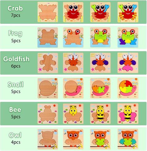 ألعاب الألغاز الخشبية للأعمار من 2 إلى 4 سنوات ، ألعاب الأطفال الصغار تلعب هدايا لفتيات فتيات يبلغ من العمر 2 3 سنوات ، و 6 حزمة شكل مركبة مونتيسوري للتعلم للأطفال للأطفال الصغار 1-3 2-3 in Kuwait