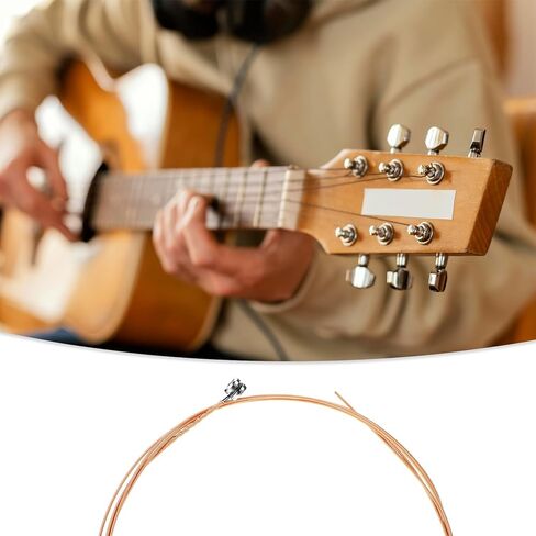 سلاسل الجيتار الصوتية ، 5 سلاسل صوتية للغيتار الصوتية ، صدأ توتر مصقول متوازن ، الصدأ المقاوم للسلاسل المقاومة للضوء ، نغمة النحاس الأصفر للمبتدئين （g-3rd） in Kuwait