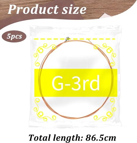 سلاسل الجيتار الصوتية ، 5 سلاسل صوتية للغيتار الصوتية ، صدأ توتر مصقول متوازن ، الصدأ المقاوم للسلاسل المقاومة للضوء ، نغمة النحاس الأصفر للمبتدئين （g-3rd） in Kuwait