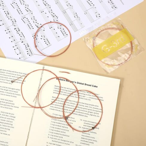 سلاسل الجيتار الصوتية ، 5 سلاسل صوتية للغيتار الصوتية ، صدأ توتر مصقول متوازن ، الصدأ المقاوم للسلاسل المقاومة للضوء ، نغمة النحاس الأصفر للمبتدئين （g-3rd） in Kuwait