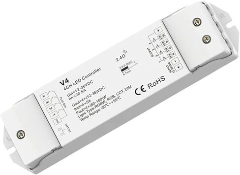 Smart T24 86 Wall Mounted 2.4GRF 4Zone RGB/RGBW Glass Panel Touch Remote Control Dimming Controller for LED Strips/COB(T24-B and V4 RGBW) in Saudi Arabia