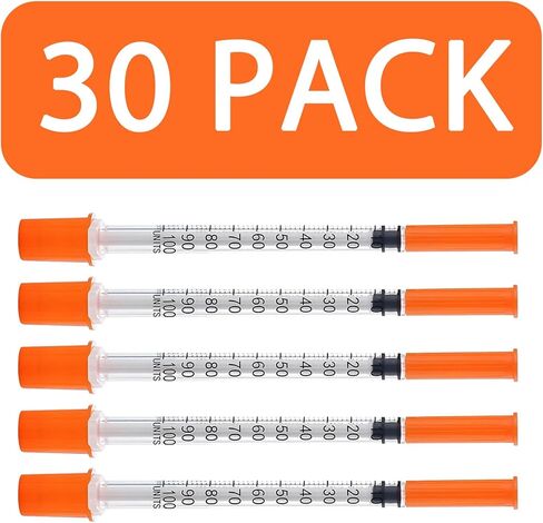 30pack 1ml محقنة مع 30G 5/16 "إبرة 8 مم ، مستلزمات مختبر ملفوفة بشكل فردي (1cc 30g 5/16" -30Pack) in Kuwait