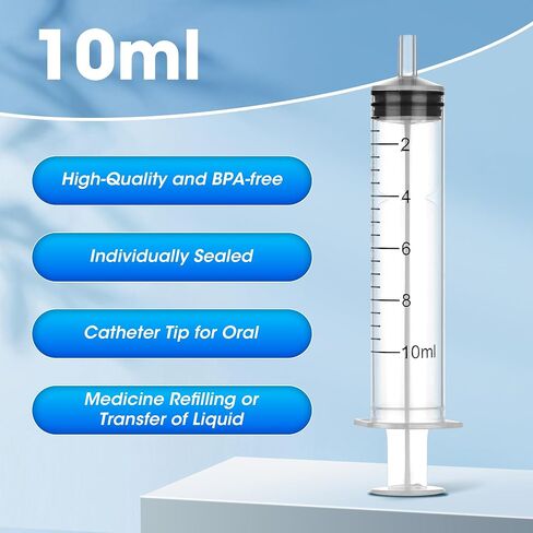 10 Pack 20 ml Syringe Without Needle, Syringe with Cap Individually Wrapped, for Liquids, Scientific Labs, Measurement, Dispensing in Kuwait
