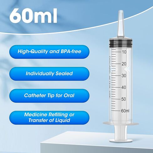 10 Pack 20 ml Syringe Without Needle, Syringe with Cap Individually Wrapped, for Liquids, Scientific Labs, Measurement, Dispensing in Kuwait
