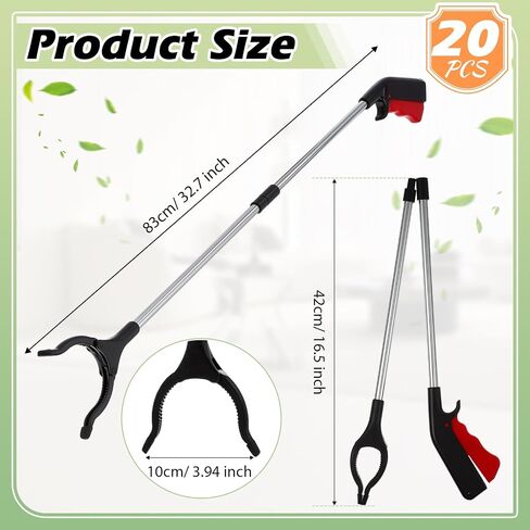 NORME 20 PCS قابلة للطي Grabber Reacher Bulk ، 32.7 "مقبض طويل القمامة منتقي للمسنين ، خفيفة الوزن مفيدة Nonslip Claw Grabber لتمديد الذراع 360 عصا التناوب in Saudi Arabia