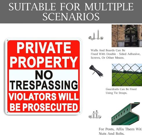 4 حزمة كبيرة لا توجد علامات على ممتلكات ممتلكات خاصة ، 9.5 بوصة × 9.5 بوصة علامة معدنية خاصة ، الألومنيوم المقاوم للصدأ ، مع مادة عاكسة ، متينة ، مقاومة للطقس ، سهلة التثبيت in Kuwait