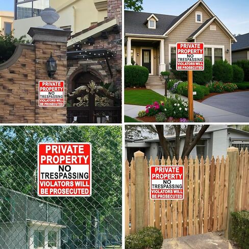 4 حزمة كبيرة لا توجد علامات على ممتلكات ممتلكات خاصة ، 9.5 بوصة × 9.5 بوصة علامة معدنية خاصة ، الألومنيوم المقاوم للصدأ ، مع مادة عاكسة ، متينة ، مقاومة للطقس ، سهلة التثبيت in Kuwait