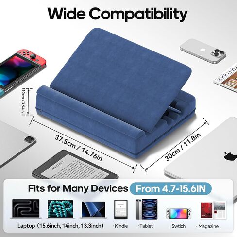 Laptop Desk for Lap with Cushion, Computer Lap Desk Laptop Pillow for Couch, Bed, Car, Adjustable Computer Pillow Stand As Carrying Case for up to 15'' PC/Mac, Tablet, iPad, Kindle, Blue in Saudi Arabia