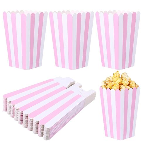 28 Pcs Pink Popcorn Boxes, Pink Popcorn Containers Treat Candy Boxes Bucket for Movie Theater, Carnival Circus Party, Birthday Popcorns Supplies in Kuwait